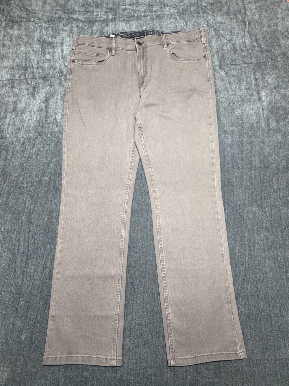NWT Jachs New York Jeans Men's 40X32 Gray Denim Straight Leg Casual 5-Pockets